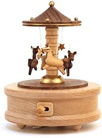 Handmade Wooden Music Box Carrousel Merry-Go-Round with Horse 'Castle in the Sky' Gift Collection