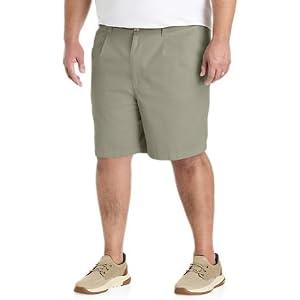 Waist-Relaxer Pleated Cotton Shorts Olive - Waists 38-64, Sizes XL-6XLT | Designed Exclusively for Big & Tall Men