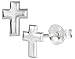 .925 Sterling Silver Hypoallergenic Little Cross Stud Earrings for Girls (Nickel Free)