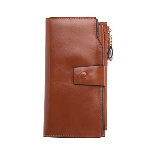 Women Long Multi-Slot Handbag Zipper Snap Closure Wallet Retro