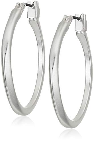 Pendientes de aro biselados simples Lucky Brand, plateado