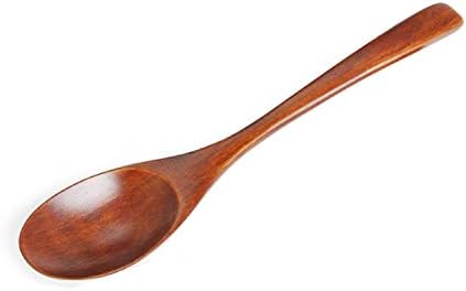 Wooden Spoons Handcrafted Nanmu Spoon Ellipse Coffee Tea Soup Spoons 20cm, Set of 2