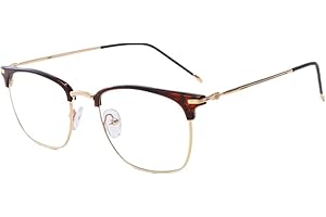 Shiratori Vintage Retro Half Frame Horn Rimmed Optics 43mm Clear Lens Glasses