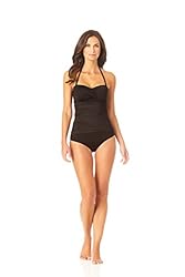 Anne Cole womens Solid Twist Front Shirred Bandeau