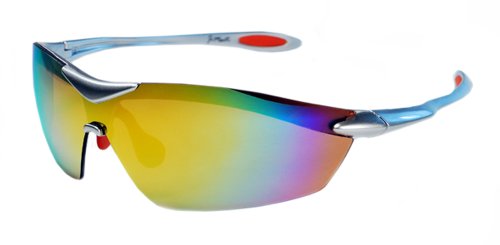 XS Sport Wrap TR90 Sunglasses UV400 Unbreakable Protection for Cycling, Ski or Golf (Silver & Orange)