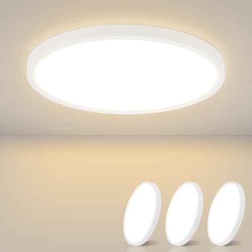 ZMH Deckenlampe LED Deckenleuchte Flach - 3ER Schlafzimmerlampe Ø23cm Badlampe Rund 18W Schlafzimmer Deckenbeleuchtung Badezimmerlampe IP44 Küchenlamp