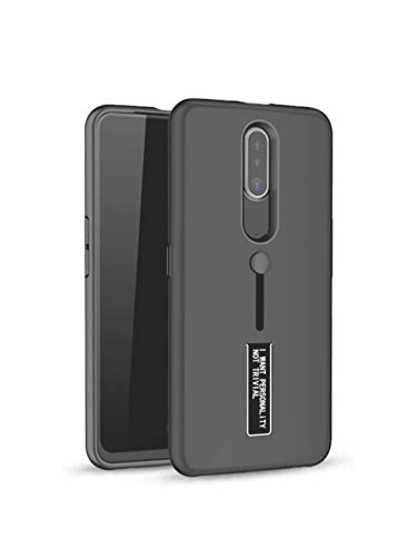 ABHIABHII OnePlus 7 Pro TPU+PC Personality Hard Armor Hybrid Rubber Bumper Flip Stand Rugged Shock Proof Back Case for OnePlus 7 Pro (Jet Black)