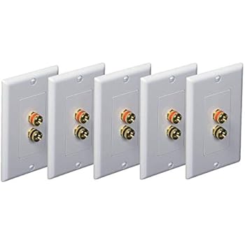iMBAPrice (5 Pack) Premium 2 Connector Banana Wall Plate - Banana Plug Binding Post Wall Plate for Speakers