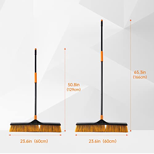 CLEANHOME Garden Broom, Yard Brush Heavy Duty Outdoor 2-1,50&66in, suitable for Schools, Factories, Garden Broom Outdoor,Sweeping Brush（23.6in）