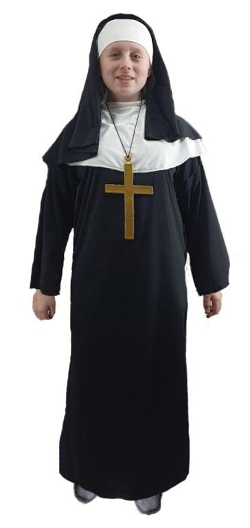 The Dragons Den Childs Nun Sister Robes Habit & Cross Clergy Religious Fancy Dress Costume [Age 8-12 Years]