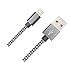 GOLDEN-NOOB Cable 8Pin to USB 10' Nylon Braided Popular Lightning Cable, Charging Cable Cord with Aluminum Heads for iPhone 7/7Plus/6/6S/6 Plus/6S Plus/5/5C/5S/Se/iPad/iPod Nano Touch - Gray - 3 Piece