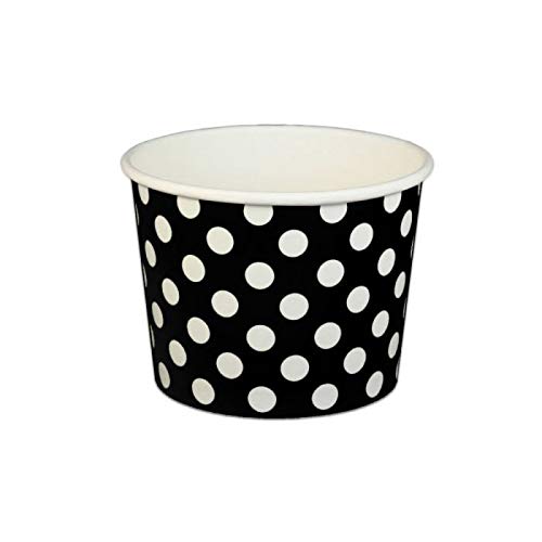 Worlds Paper Ice Cream Cups Polka Dot Paper Yogurt Cups 16OZ Black 50 pack