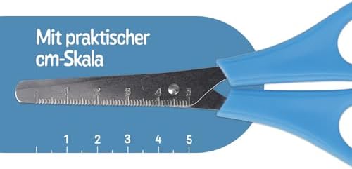 Kinderschere 30 Stück in Displaybox | Schere mit integrierter 5 cm Skala | Bastelschere 13 cm (5") ideal für Kinderhände | Sicherheit durch abgerundete Spitze | E-2150S