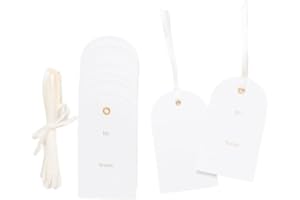 Premium Gift Tags, Arch Letterpress Everyday Tags with Gold Foil, Birthday, Christmas, to and from, Set of 25 with Satin Ribbon by Merry Market