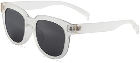 DJpeipei Classic Polarized Retro Horn Rimmed Style Sunglasses (Clear, Smoke Polarized)