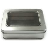 4 ct Windowed Hinged Rectangular Tin Cans Set with Blank Stickers : 5 5/8