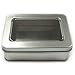4 ct Windowed Hinged Rectangular Tin Cans Set with Blank Stickers : 5 5/8" x 4 1/4" x 2 1/8" (21 oz)