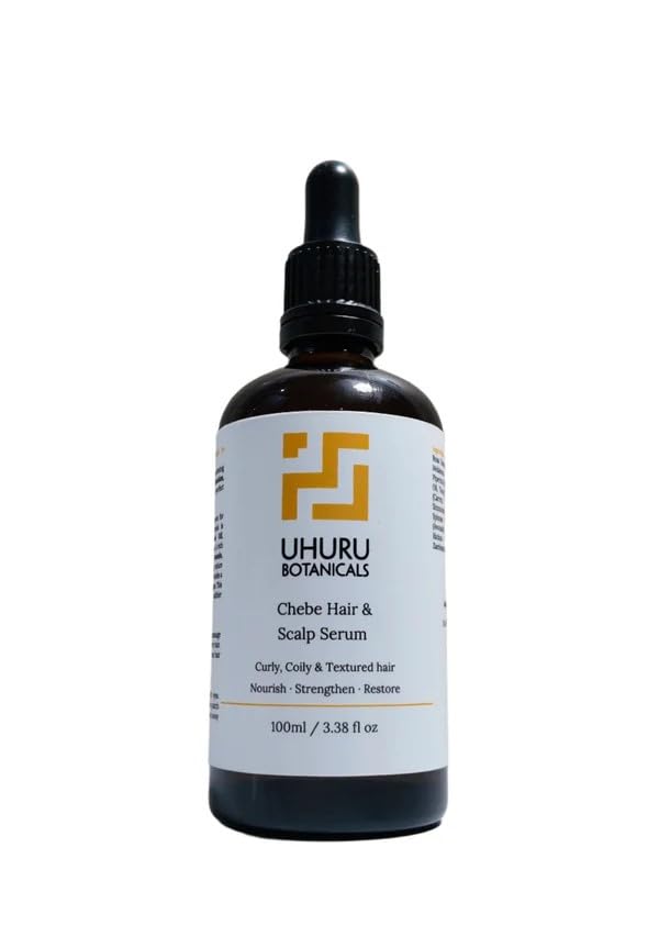 Uhuru Botanicals Chebe Hair Serum – A nutrient-rich, herbal serum designed to strengthen, grow, and repair. Infused with Chebe Powder to promote long resilient hair