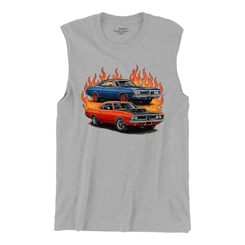 Classic American Muscle Cars Men's Graphic Muscle Shirt - Vintage Legendary Performance Design Medium Gray at Amazon