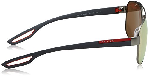 Prada Linea Rossa Mens 0ps 58qs Gunmetal Rubber Brown Mirror