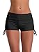 MiYang Women's Solid Black Beach Pant Bikini Bottom Adjustable Tie Boy Short L (Waist 30.5