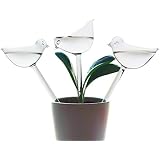 Adabocute 3 Pack Plant Waterer Self Watering System,Bird Shape Hand Blown Mini Durable Clear Glass Water Globes