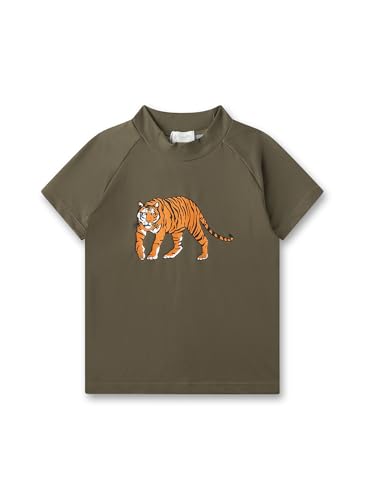 Sanetta Maglietta UV per Bambini, a Maniche Corte, Verde Tigre, Pratica e Protettiva, in Misto Poliestere Riciclato, per Ragazzi, Verde, 116