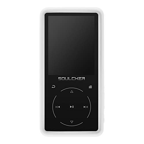 Fromsky Case for Soulcker D16 MP3 Player, Silicone Protective Cover Case with Tempered Glass Screen Film Screen Protector (White)