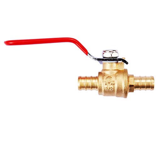 Litorange Lead-Free Brass 2 PCS Full Port 1/2" x 1/2 Inch PEX Ball Valve Water Shut Off Switch Fitting (Pack to 2), Lever Red Handle