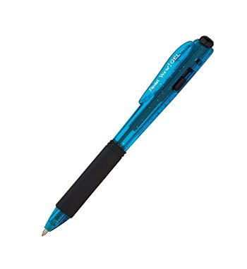 Pentel Colour Retractable Gel Rollerball, 0.7mm tip, Blue ink, 1 Pack of 12 pens, K437CR-C