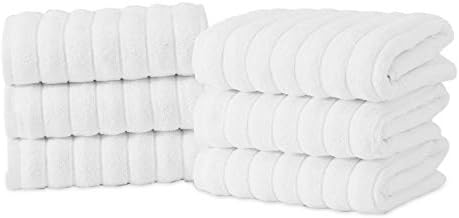 Classic Turkish Towel Ribbed Combed Cotton Hand Towel Set (Set of 6)