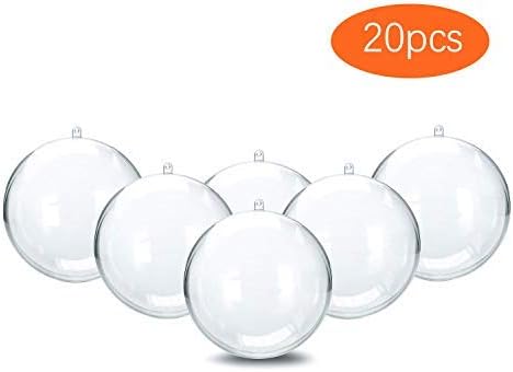 Kanonaki 20Pcs DIY Ornament Balls Decoration Baubles 80mm Clear Fillable Craft for New Years Present Wedding Home Decor