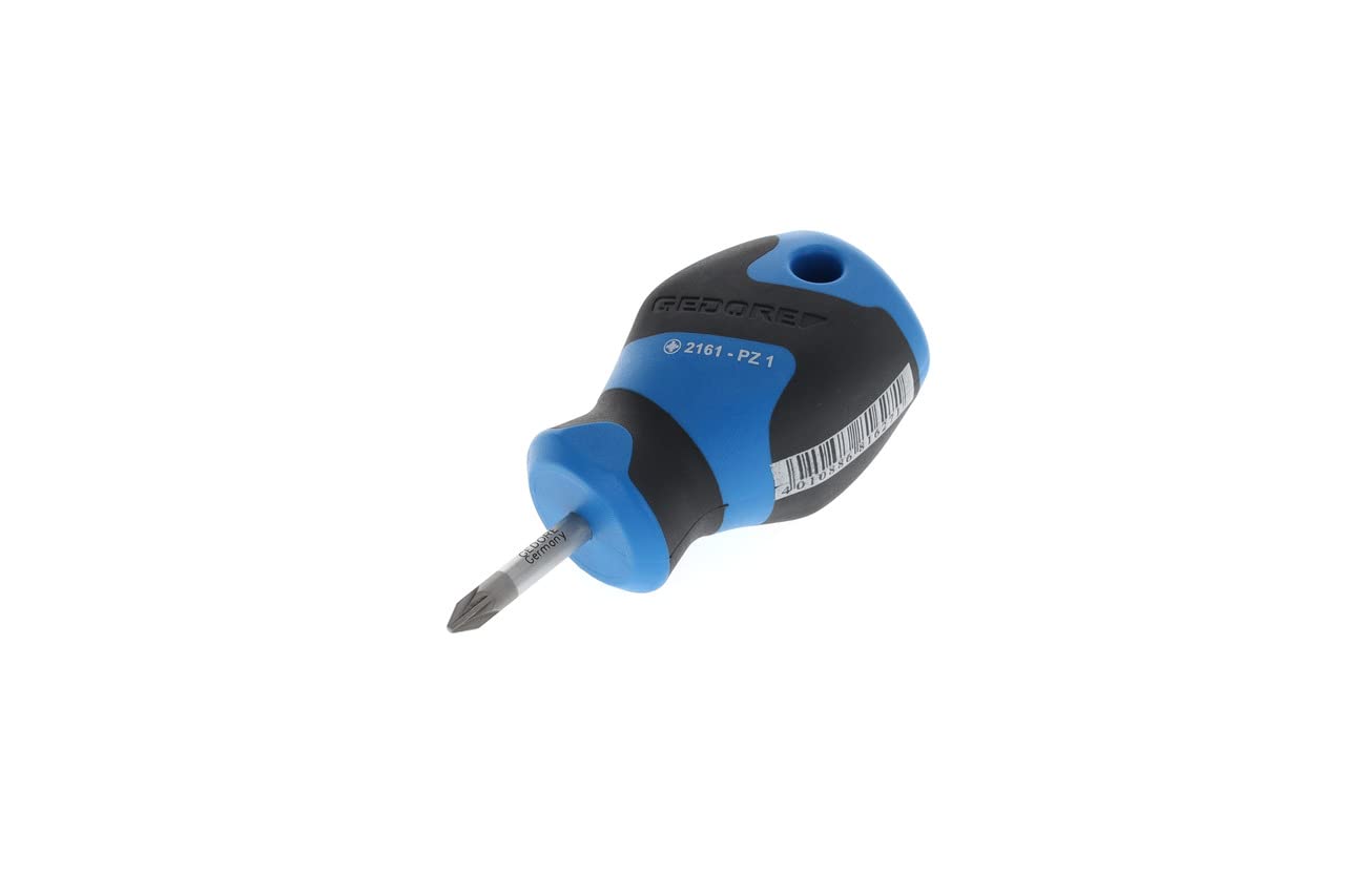 GEDORE Screwdriver Phillips PZ1 small, Mini screwdriver short, 3-component handle, length 81 mm, 2161 PZ 1