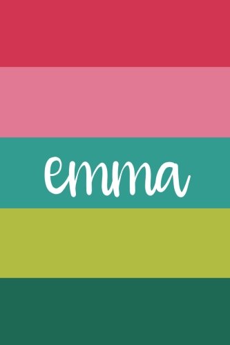 Emma (6x9 Journal): Lined Writing Notebook with Personalized Name, 120 Pages – Magenta, Cotton Candy Pink, Teal, Chartreuse, Emerald Green