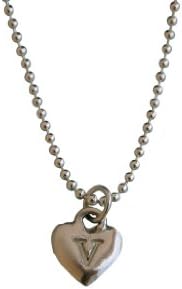 Mini Sterling Silver Heart Initial Charm Letter T Hand Stamped (Pendant Only)