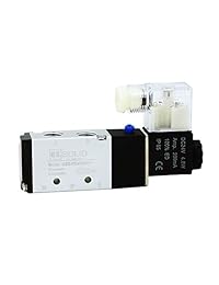 Válvula solenoide eléctrica, con 2 posiciones, y 5 direcciones, de 1 4 pulgadas según la escala NPT, de 24 voltios a corriente directa.
