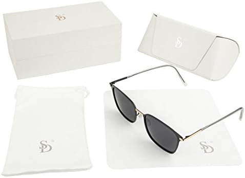 Men Polarized Sunglasses Lightweight Classic Fashion Style 100% UV Protection (Gold Frame, Black Lens)