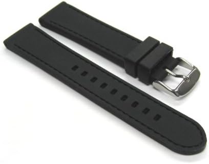 20mm Soft Rubber Diver Strap for Tag Heuer Black Bk/st 5p