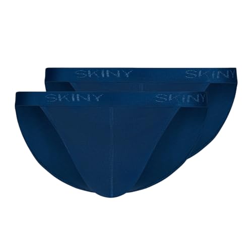 Skiny Herren Tanga Cotton Rib G-String, Navy (080693), M (2er Pack)