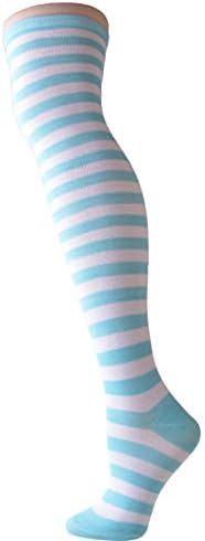 Women’s Long Striped Socks，Over Knee High Opaque Colorful Stockings