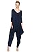 ANNABELLE Women's Long Sleeve Comfy Harem V-Neck Romper Jumpsuits Large Navy JC6008A
