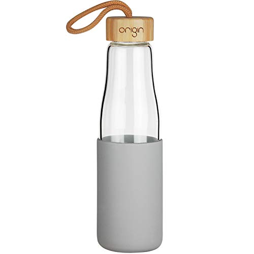 image for Origin - Best BPA-Free Glass Water Bottle with Protective Silicone Sle