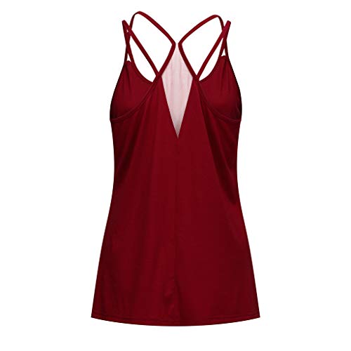 SMALLE_Clothing Activewear Tank Tops for Women,SMALLE◕‿◕ Women Yoga Workout Mesh Shirts Activewear Sexy Sports Tank Tops Wine - Thumbnail 6