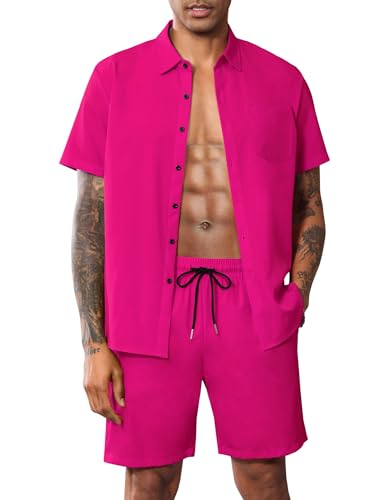 LecGee Men's Outfits Summer Beach Set Solid