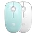FD 2 Pack Wireless Mouse (Battery Included), V8 2.4G Slim Silent Travel Cordless Mouses Set Optical Mice Combo with Nano Receiver for Couples, Friends, Colleagues and Parents (Mint Green &White)