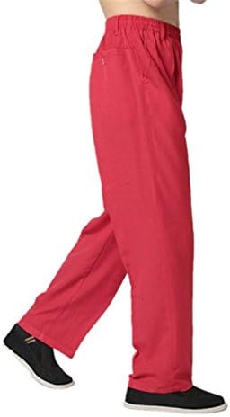 MEILIDONGREN Summer Man Pants Chinese Tradition Men's Kung Fu Trousers S M L XL XXL XXXL Red XL