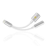 iPhone 7 Lightning to 3.5mm Audio Adapter, Top Quality 8-Pin Lightning to 3.5mm Headphone Adapter and Lightning Charging Port for iPhone 7, iPhone 7 Plus (Silver)