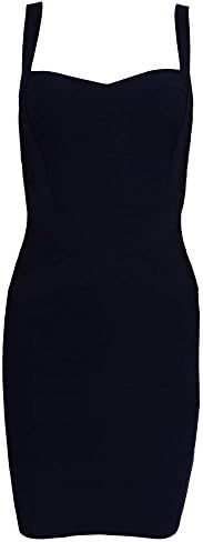 HLBandage Women's Spaghetti Strap Solid Mini Rayon Bandage Dress(M,Black)