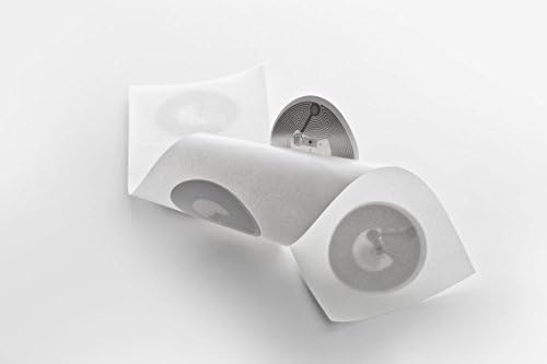 NFC Tag sticker 30 mm, 924 Byte, 100% compatible, 5 pieces in white, optimal for contact data/device/smartphone settings (Wlan, Bluetooth, SMS, telephone call via NFC), NXP NFC chip