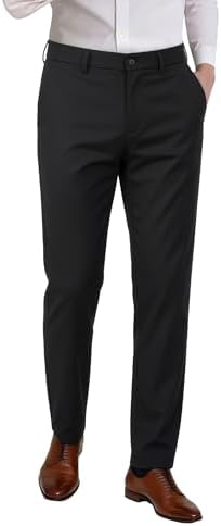 amazon men's slim fit dress pants Men's Comfortable Stretch Straight Suit Pants Slim Fit Skinny Dress Pants  Texture Weave Classic Dress Pant (Black,28) at Amazon Men's Clothing store